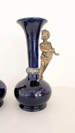 Vaas (2) - Porselein, Metaal - Art Deco