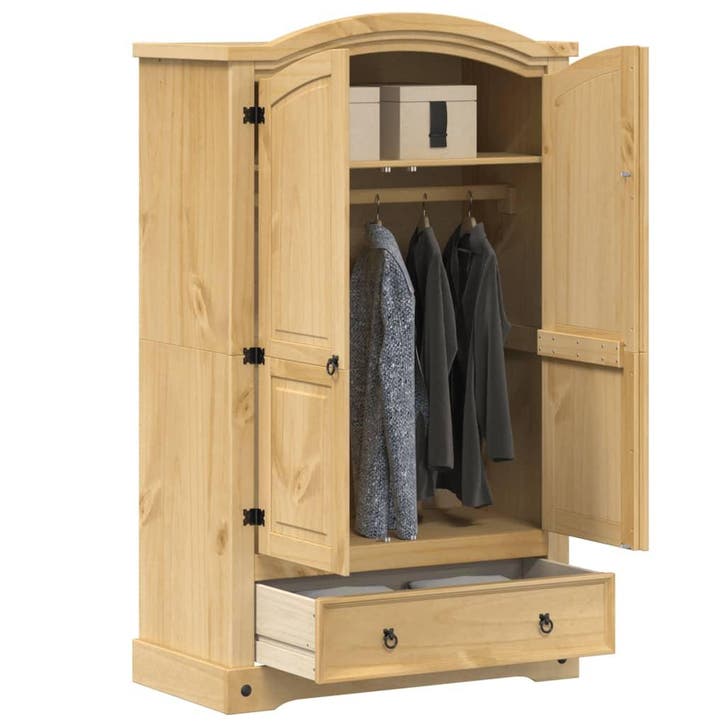 vidaXL Kledingkast Corona 101x52x170 cm massief grenenhout, Huis en Inrichting, Kasten | Kleerkasten, Nieuw, Verzenden