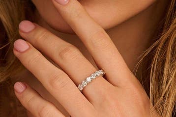 Bague déternité - 14 carats Or jaune, Plaqué rhodium -