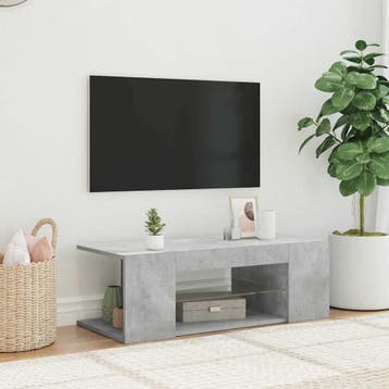 vidaXL Tv-meubel met LED-verlichting 90x39x30 cm betongrijs, Verzenden, Nieuw