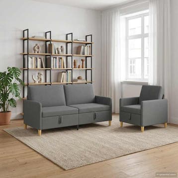 vidaXL Sofa Set Met Opslag 2 st Donkergrijs Polyester, Verzenden, Nieuw