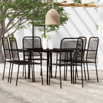vidaXL 7-delige Tuinset zwart, Verzenden, Nieuw, Tuinset