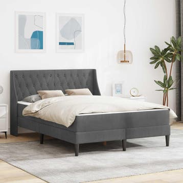 vidaXL Bedframe met matras met matras Donkergrijs 140 x 190, Huis en Inrichting, Slaapkamer | Matrassen en Bedbodems, Verzenden
