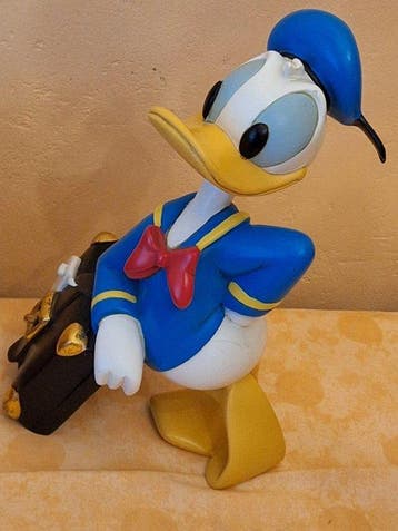 . mooi beeld Donald Duck met koffer 25 cm - 1990, Nieuw
