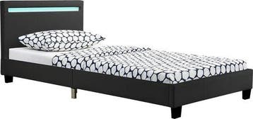 2dekans | Gestoffeerd Bed Verona - 90 x 200 cm - Zwart - LED, Ophalen of Verzenden, Nieuw