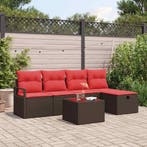 vidaXL Bankstel met kussen met opslag 6 pcs Bruin en Rood, Verzenden, Nieuw