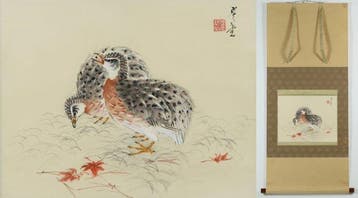 Set van 2 hangende rollen Two Quails & Saikan Sanyu,