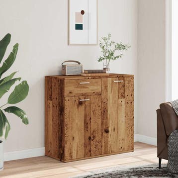 vidaXL Dressoir 80x36x75 cm bewerkt hout oud houtkleurig, Verzenden