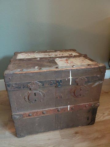 Kist - Metaal, Hout - Transport antiek