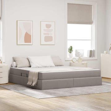 vidaXL Opbergbed met matras met opslag Taupe 160 x 200 cm, Verzenden