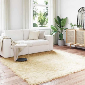 vidaXL Tapijt van imitatie schapenvacht TAFALLA Crèmekleurig, Verzenden, Nieuw
