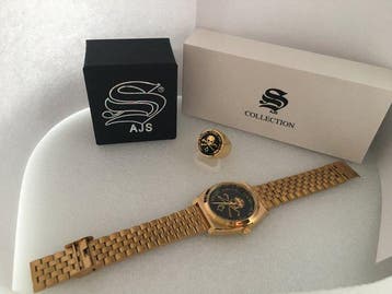 AJS Watch & Ring Set Skull & Bones Masonic Memento Mori