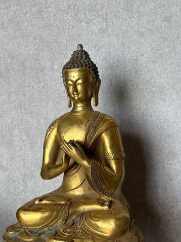 Beeld, Bijzondere Boeddha 31 cm / 3.8 kg - 31 cm - Verguld, Antiek en Kunst