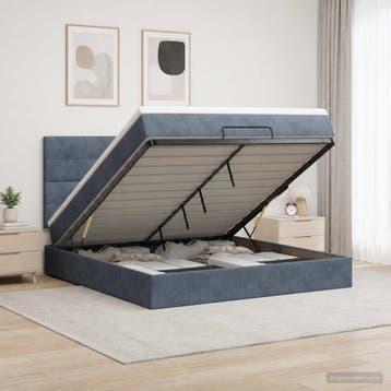 vidaXL Ottoman bed met matras Donkergrijs 180 x 200 cm, Verzenden