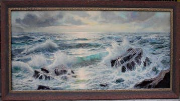 Remo Aldini (b. 1943) - Monumental seascape with crashing, Antiquités & Art, Art | Peinture | Classique