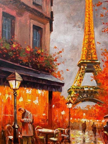 Jarol - París en Bermellón: Café de Otoño ante la Torre