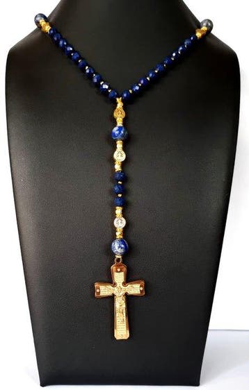 Lapis-lazuli – Koninklijke Rozenkrans – Sint-Benoît -, Antiek en Kunst
