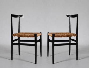 Stoel - Hout, papercord - Twee vintage stoelen