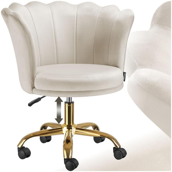 Bureaustoel Stella fluweel, gestoffeerd, dubbele wielen, Maison & Meubles, Chaises, Envoi