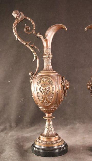 Paar grote antieke bronzen siervazen - Vase (2) - Bronze,, Antiek en Kunst