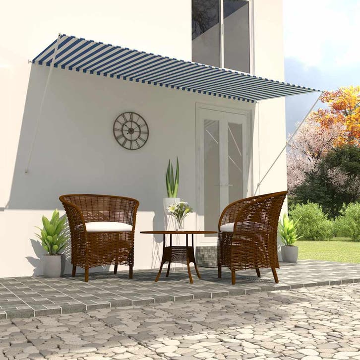 vidaXL Luifel uittrekbaar 300x150 cm blauw en wit, Tuin en Terras, Zonneschermen, Nieuw, Verzenden