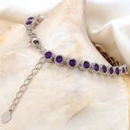 Sans prix de réserve - Bracelet Plaqué or Améthyste - Plaqué, Handtassen en Accessoires, Antieke sieraden