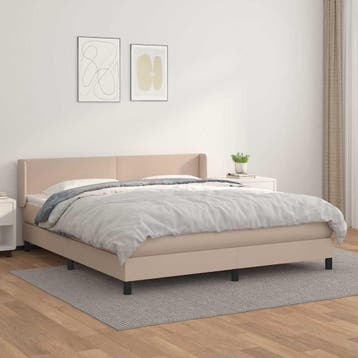 vidaXL Boxspring met matras kunstleer cappuccinokleurig, Verzenden