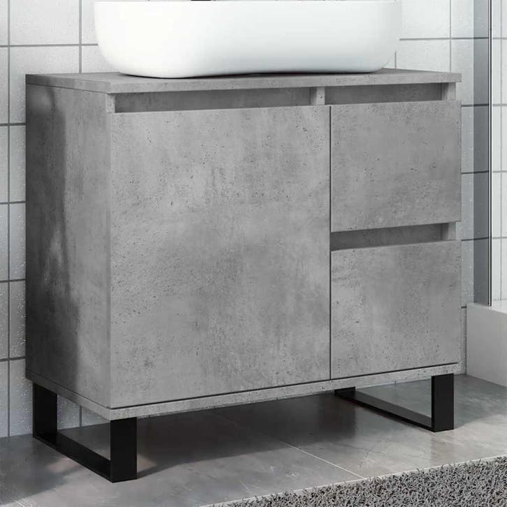 vidaXL Badkamerkast 65x33x60 cm bewerkt hout betongrijs, Huis en Inrichting, Badkamer | Badkamermeubels, Nieuw, Verzenden