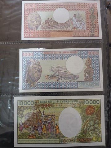 Gabon. - 500, 1000, 10 000 - Various Dates (Zonder