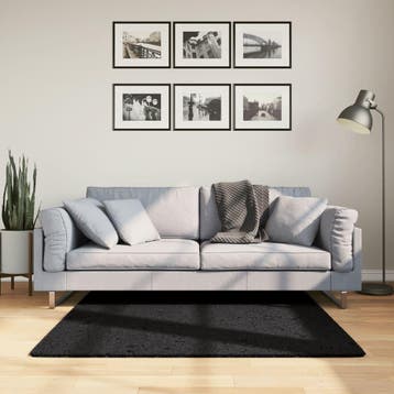 vidaXL Vloerkleed OVIEDO laagpolig 120x120 cm zwart, Verzenden