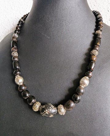 Zilver, Zwart koraal - Halsketting - Egypte