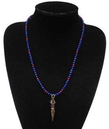 Lapis-lazuli - Collier Phurba – Dague Tibétaine Sacrée –, Antiquités & Art