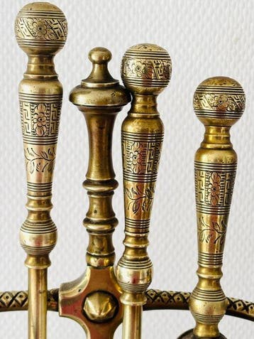 Openhaard accessoire (4) - Messing - Art nouveau haardset