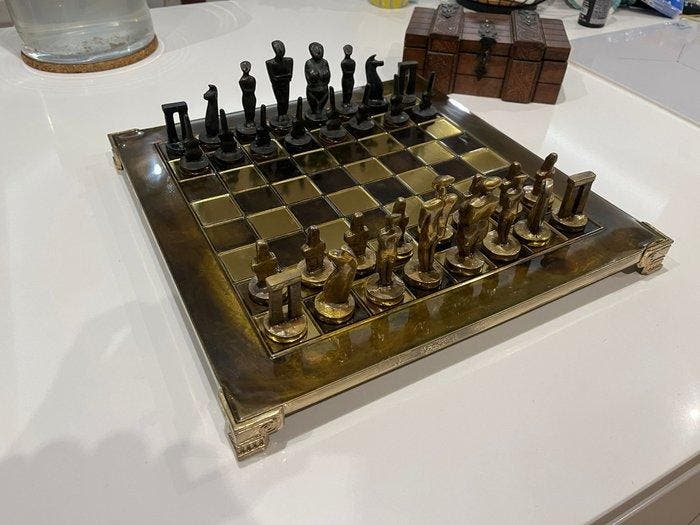 Schaakspel - Messing, Antiquités & Art, Curiosités & Brocante