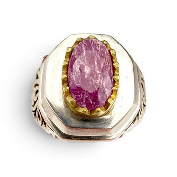 Zonder minimumprijs - Ring Zilver - Natuurlijke Ruby, Nieuw