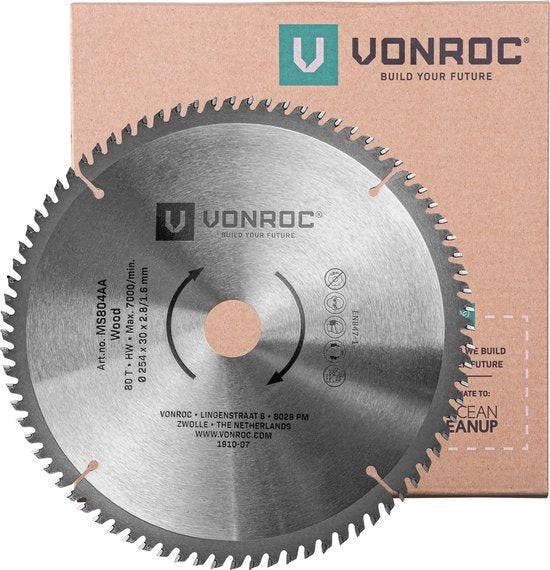 2dekans | VONROC Zaagblad – Ø254MM – 80 tanden – voor hout –, Bricolage & Construction, Outillage | Scies mécaniques, Enlèvement ou Envoi