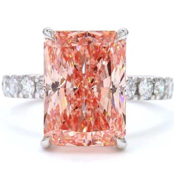 Ring - 18 karaat Witgoud - 8.04ct. tw. Roze Diamant (Fancy, Nieuw
