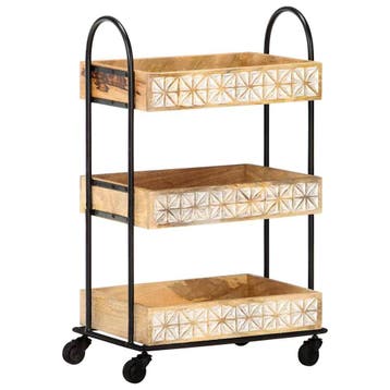 vidaXL Keukentrolley 3-laags 46x30x76 cm massief mangohout, Verzenden, Nieuw