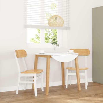 vidaXL Eetkamerstoelen 2 st massief hout rubber wit, Huis en Inrichting, Stoelen, Verzenden, Nieuw