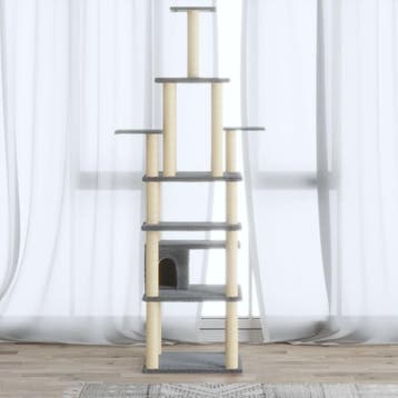 vidaXL Kattenkrabpaal met sisal krabpalen 183 cm lichtgrijs, Verzenden, Nieuw
