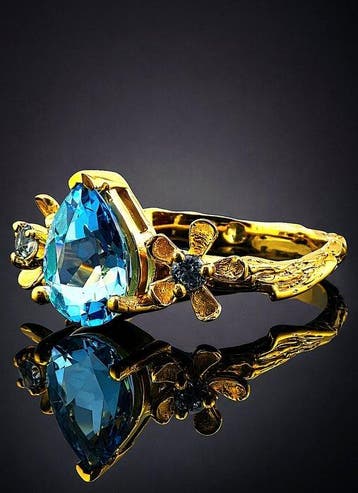 Topaas - Zilver - Ring - Floraal Elegantie