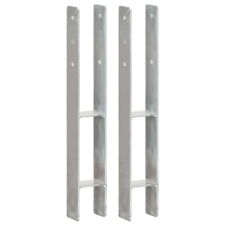 vidaXL Grondankers 2 st 8x6x60 cm gegalvaniseerd staal, Caravanes & Camping, Accessoires de camping, Envoi