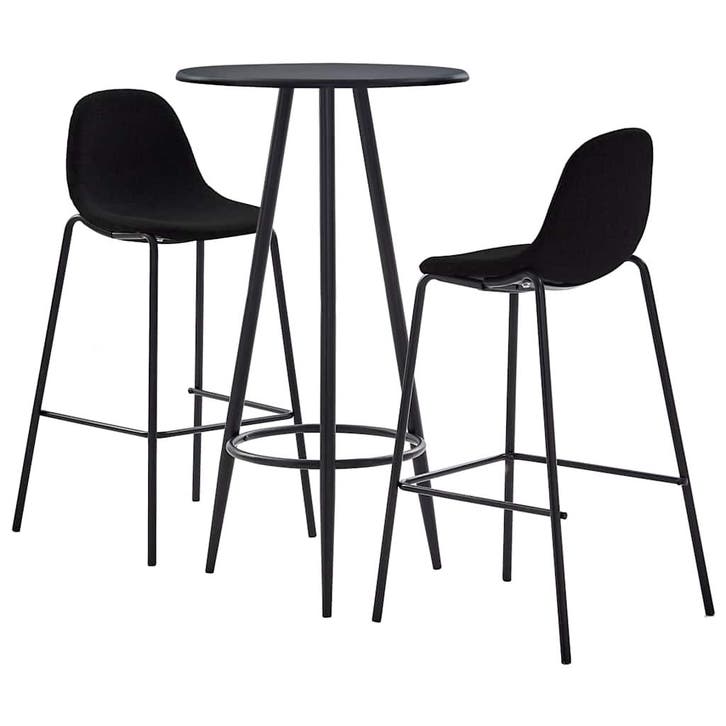 vidaXL 3-delige Barset stof zwart, Huis en Inrichting, Complete eetkamers, Nieuw, Verzenden