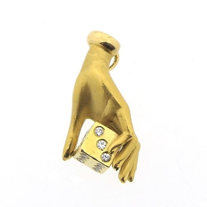 Carrera y Carrera vintage gouden hanger met diamanten; 0,..., Bijoux, Sacs & Beauté, Bracelets à breloques, Enlèvement ou Envoi