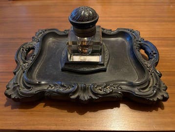 Inktpot (2) - Zinklegering, Glas