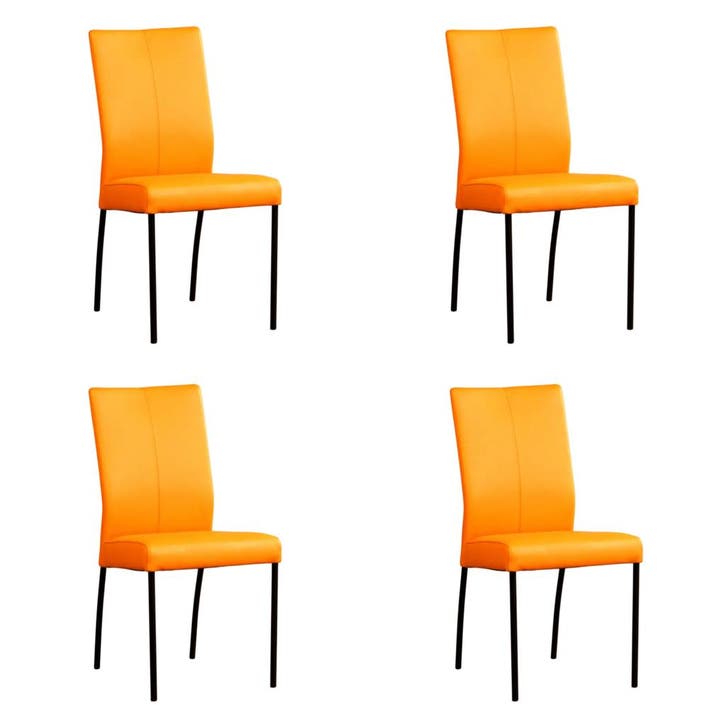 Set van 4 Leren eetkamerstoelen Comfort - Toledo Mandarin, Maison & Meubles, Chaises, Enlèvement ou Envoi