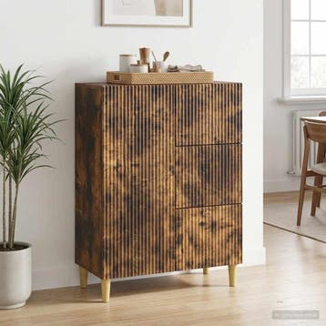 vidaXL Dressoir met lade Gerookt eiken 66 x 34,5 x 90 cm, Huis en Inrichting, Kasten | Dressoirs, Verzenden, Nieuw