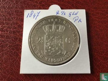 Nederland 2½ gulden 1847, Verzenden, Overige waardes, Losse munt, Goud