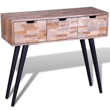 vidaXL Wandtafel met 3 lades gerecycled teakhout, Verzenden