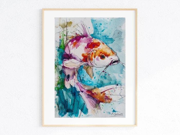 Carmela Gulino - Gulyn - The Goldenfish- Silent Koi, Antiek en Kunst, Kunst | Schilderijen | Modern